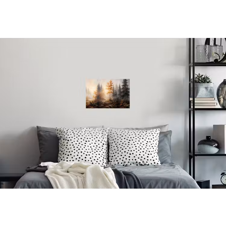 Bospad - Herfstbladeren - Natuur - Schilderachtig - Oranje Muursticker klein -slaapkamer