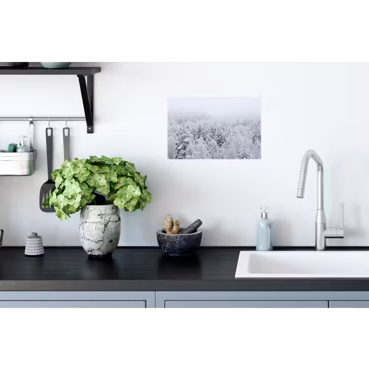 Bos - Sneeuw - Winter - Natuur - Wit Muursticker klein -keuken