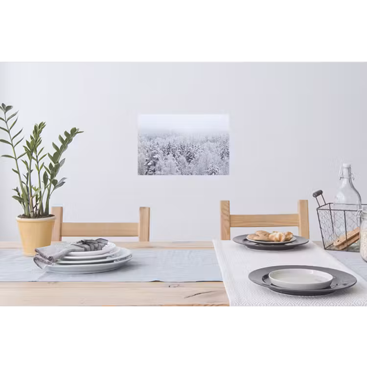Bos - Sneeuw - Winter - Natuur - Wit Muursticker klein -eettafel