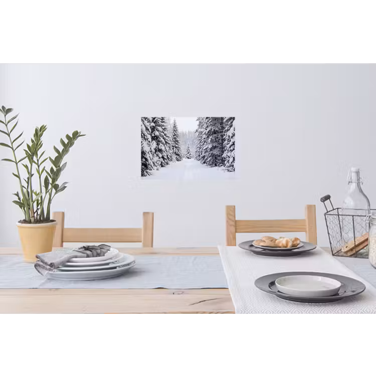 Bos - Winter - Sneeuw - Pad - Natuur Muursticker klein -eettafel