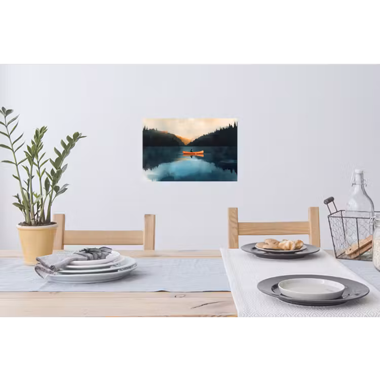 Bossen - Meer - Kano - Oranje Muursticker klein -eettafel