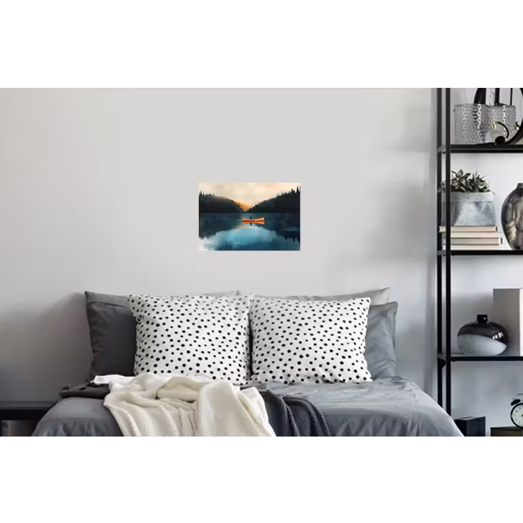 Bossen - Meer - Kano - Oranje Muursticker klein -slaapkamer