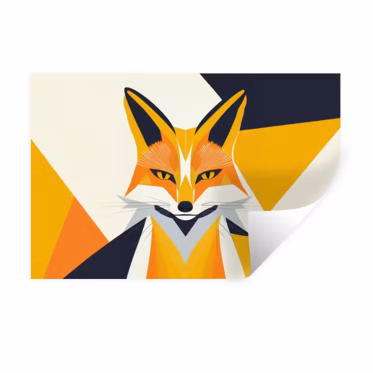 Vos - Oranje - Abstract - Driehoeken Muursticker klein -3d