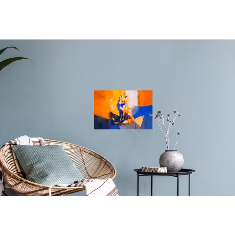 Vos - Oranje - Vormen - Abstract Muursticker klein -plant