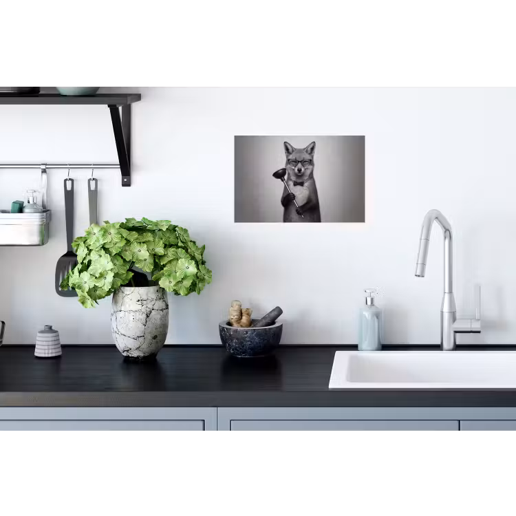 Vos - WC-ontstopper - Zwart - Wit Muursticker klein -keuken