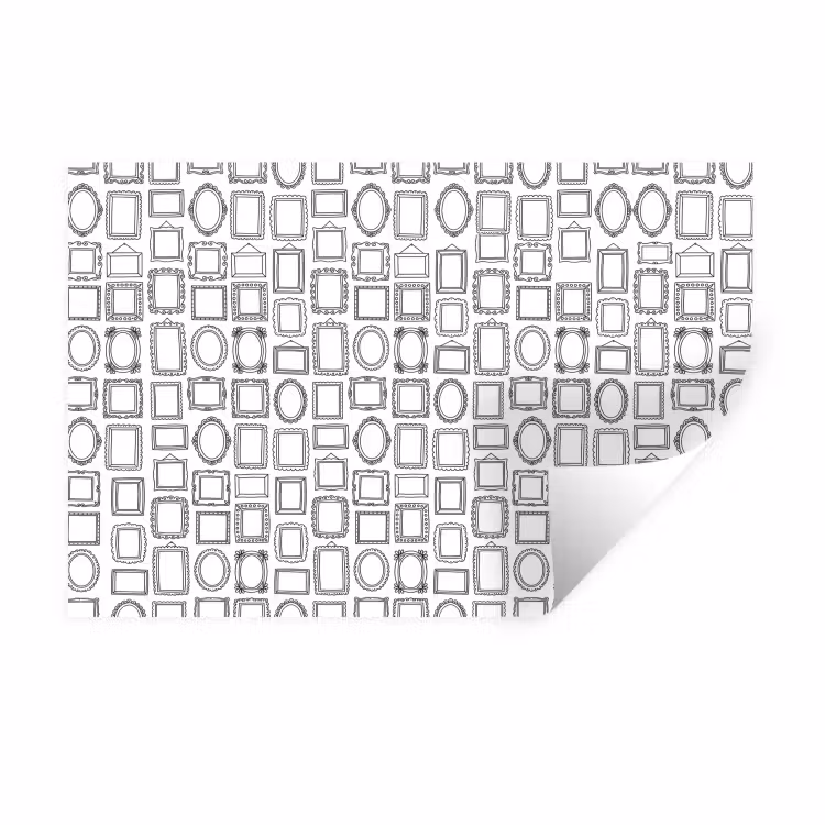 Lijsten - Patroon - Decoratie - Schets - Zwart-wit Muursticker klein -3d