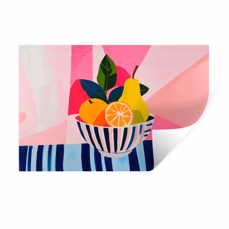 Fruit - Abstracte achtergrond - Roze Muursticker klein -3d