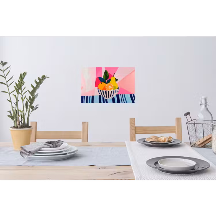 Fruit - Abstracte achtergrond - Roze Muursticker klein -eettafel