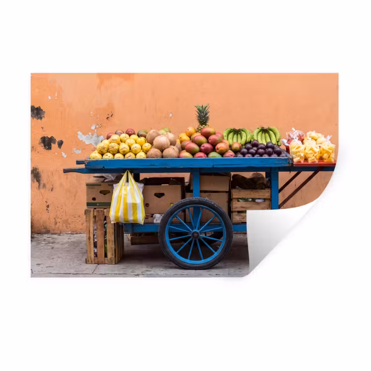 Wall Sticker - Fruit - Cart - Street - Fruit - Kar - Straat Muursticker klein