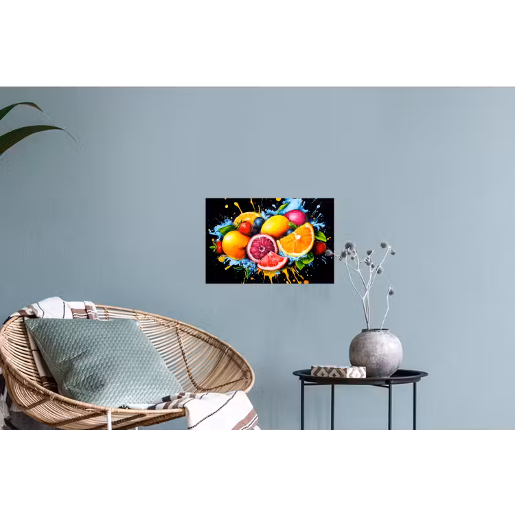 Fruit - Graffiti - Kleurrijk - Sinaasappel - Aardbei - Abstract Muursticker klein -plant