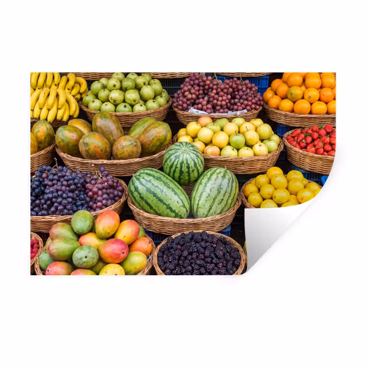 Wall Sticker - Fruit - Market - Colorful - Fruit - Markt - Kleurrijk Muursticker klein