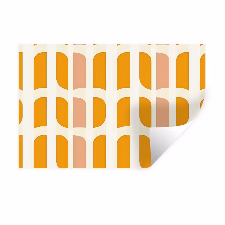 Geometrisch - Patroon - Geel - Roze Muursticker klein 286 -3d