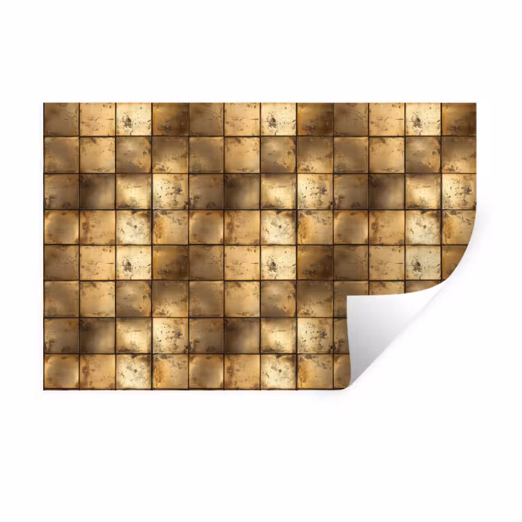 Geometrisch - Tegels - Goud Muursticker klein 286 -3d