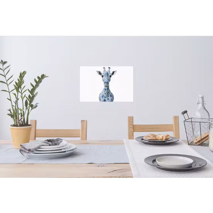 Giraffe - Delfts blauw - Dieren - Minimalistisch Muursticker klein -eettafel