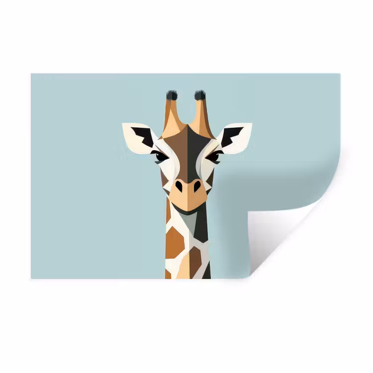 Giraffe - Illustratie - Bruin - Minimalistisch Muursticker klein -3d