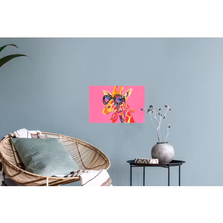 Giraf - Roze - Bril - Sjaal Muursticker klein -plant