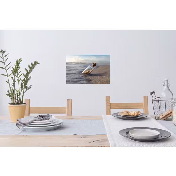 Glazenfles - Post - Zee - Zand Muursticker klein -eettafel