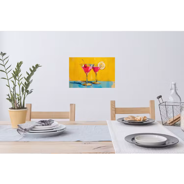Glazen - Cocktail - Citroen - Kers Muursticker klein -eettafel