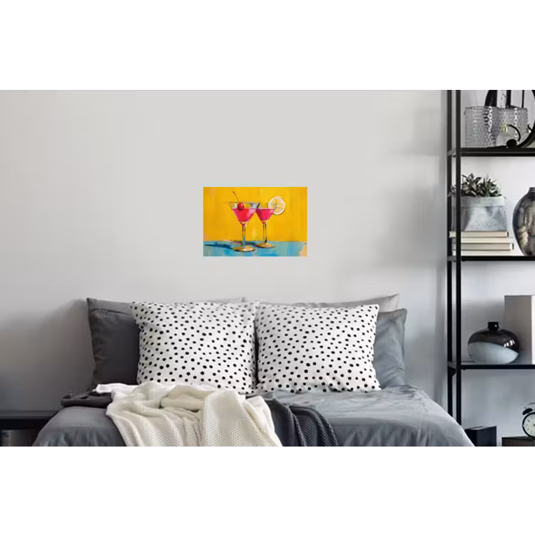 Glazen - Cocktail - Citroen - Kers Muursticker klein -slaapkamer