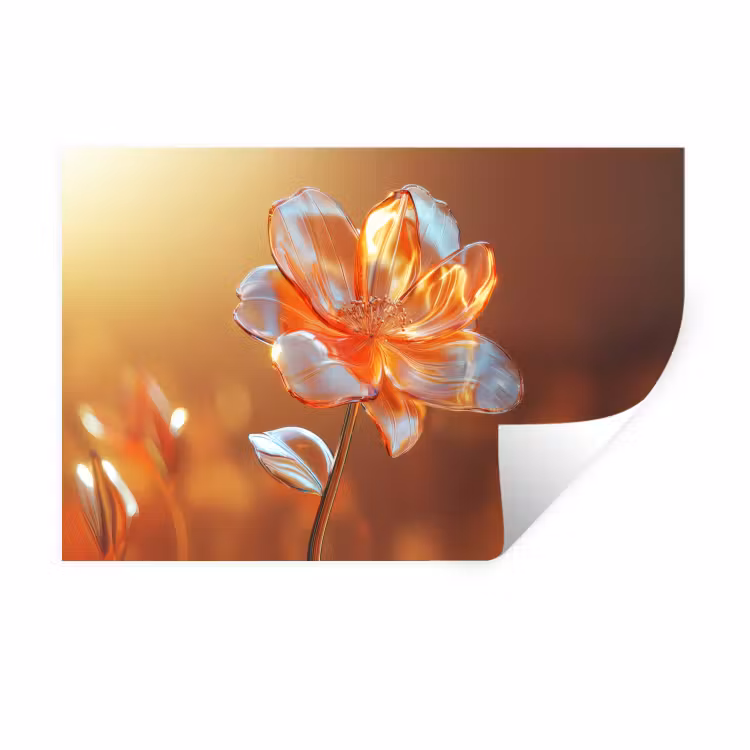 Glazen - Bloem - Zonlicht Muursticker klein -3d