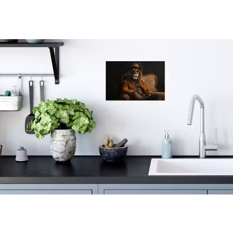 Bril - Leeuw - Bank - Hoed Muursticker klein -keuken
