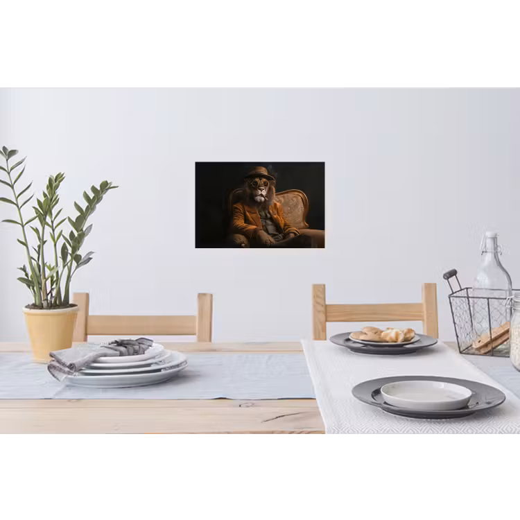 Bril - Leeuw - Bank - Hoed Muursticker klein -eettafel