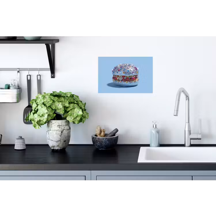 Glitters - Hamburger - Blauw Muursticker klein -keuken