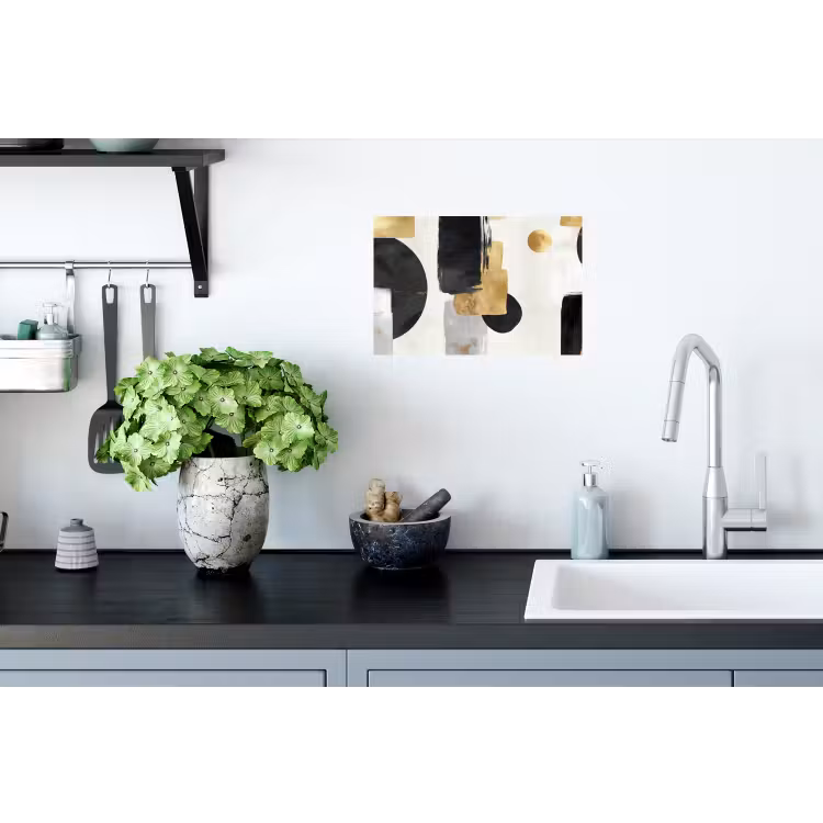 Goud - Rechthoeken - Cirkels - Abstract Muursticker klein -keuken