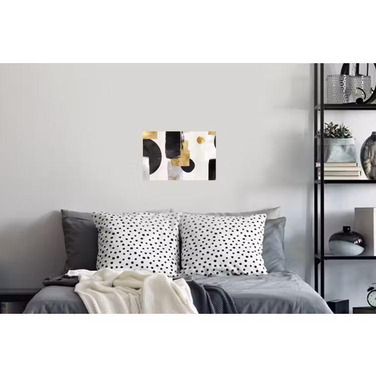 Goud - Rechthoeken - Cirkels - Abstract Muursticker klein -slaapkamer