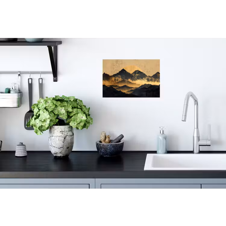 Gouden Bergen bij Maanlicht Muursticker klein -keuken