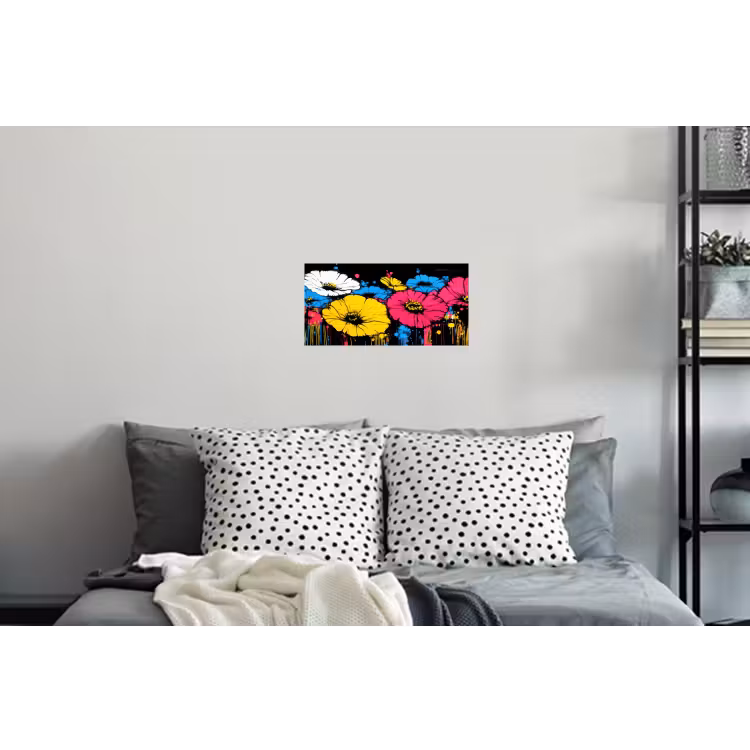 Graffiti - Bloemen - Kleur Muursticker klein -slaapkamer