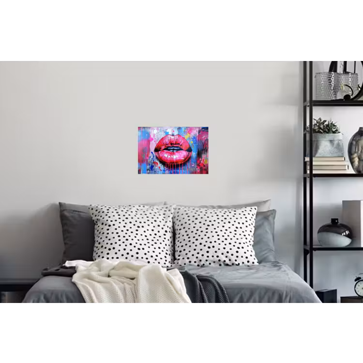 Graffiti - Lippen - Felroze - Geschilderd Muursticker klein -slaapkamer