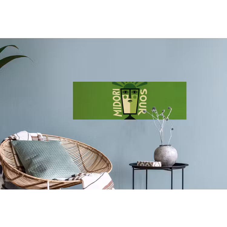 Grafisch - Art - Cocktail - Groen Muursticker klein -plant