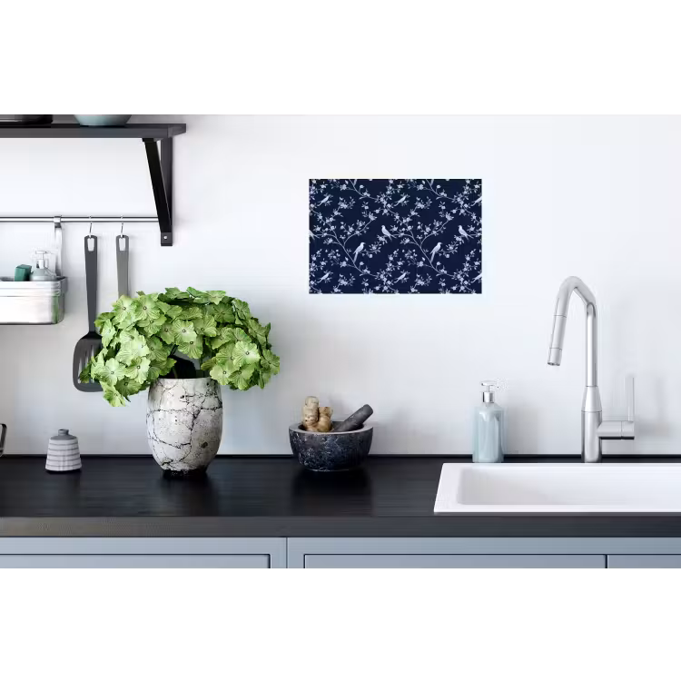 Grafisch - Bloesemtak - Blauw Muursticker klein 286 -keuken