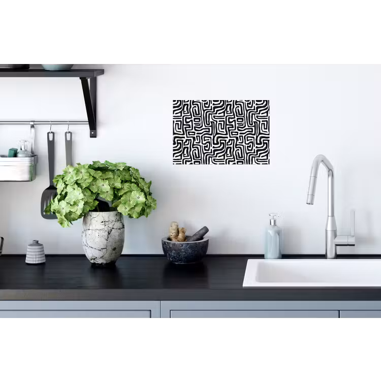 Grafisch - Lijnen - Zwart - Wit Muursticker klein 286 -keuken