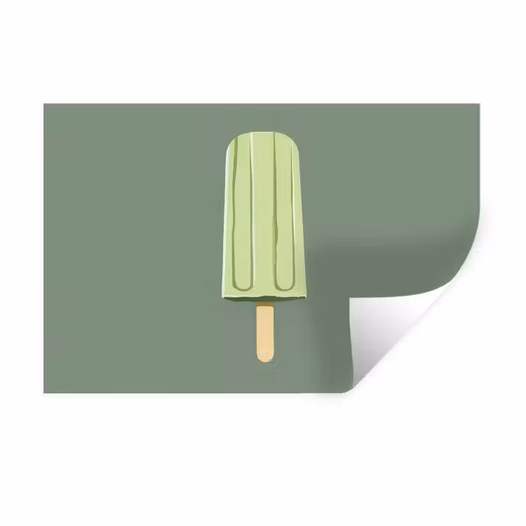 Groen - Waterijsje - Stokje - Illustratie Muursticker klein -3d