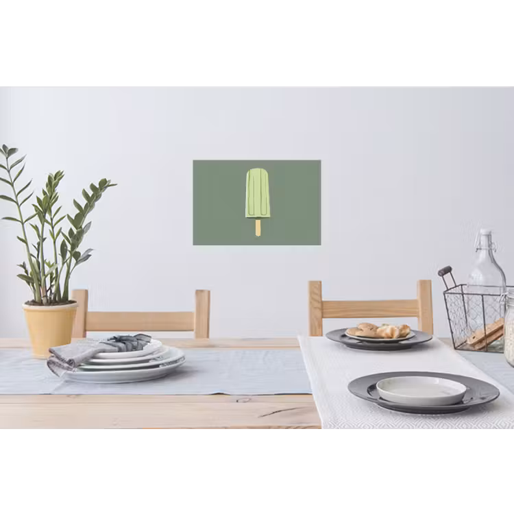 Groen - Waterijsje - Stokje - Illustratie Muursticker klein -eettafel