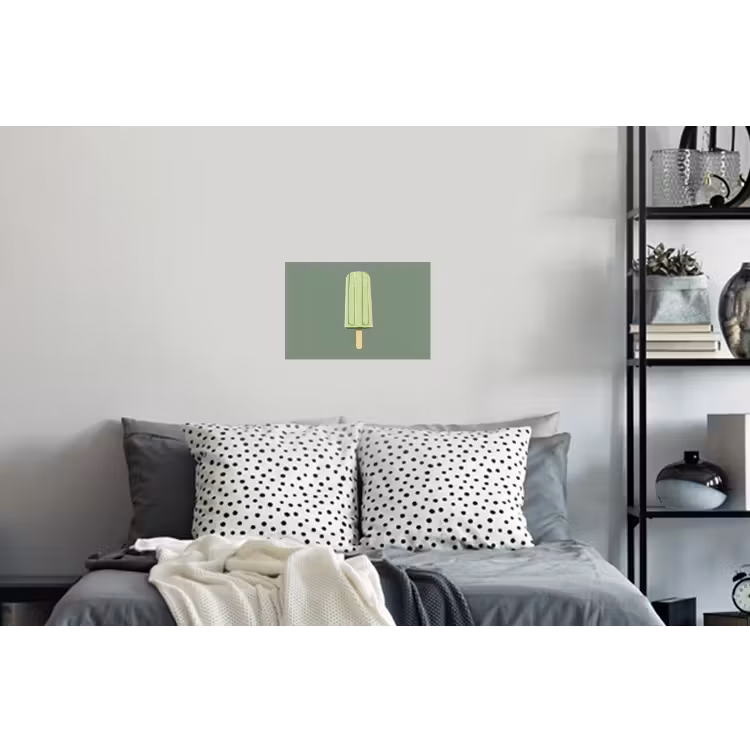 Groen - Waterijsje - Stokje - Illustratie Muursticker klein -slaapkamer