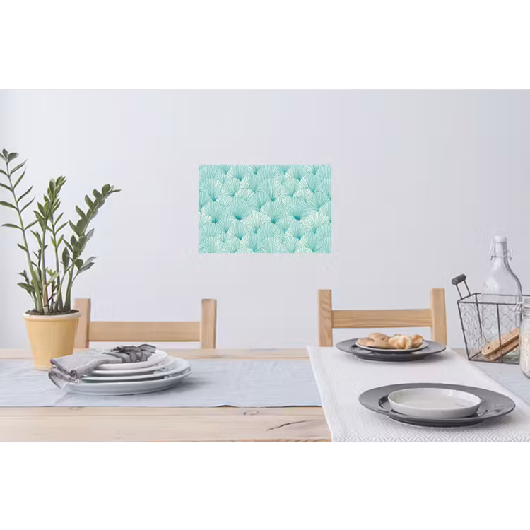 Groen - Wit - Ginko - Getekend - Textuur Muursticker klein 286 -eettafel