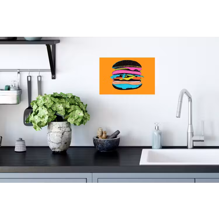Hamburger - Kleurrijk - Speels Muursticker klein -keuken