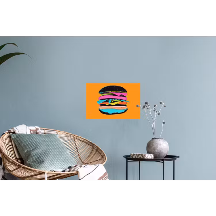 Hamburger - Kleurrijk - Speels Muursticker klein -plant