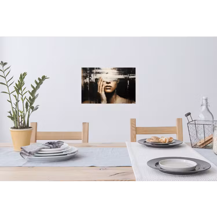 Hand - Gezicht - Strepen - Abstract Muursticker klein -eettafel
