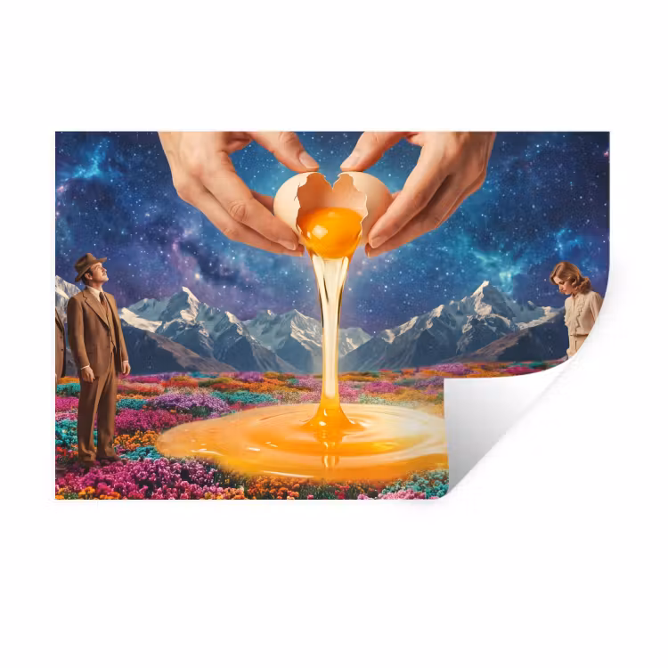 Wall Sticker - Hands - Egg - Surrealism - Handen - Ei - Surrealisme Muursticker klein