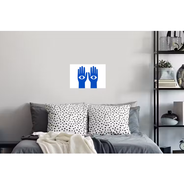 Handen - Twee - Ogen - Blauw Muursticker klein -slaapkamer