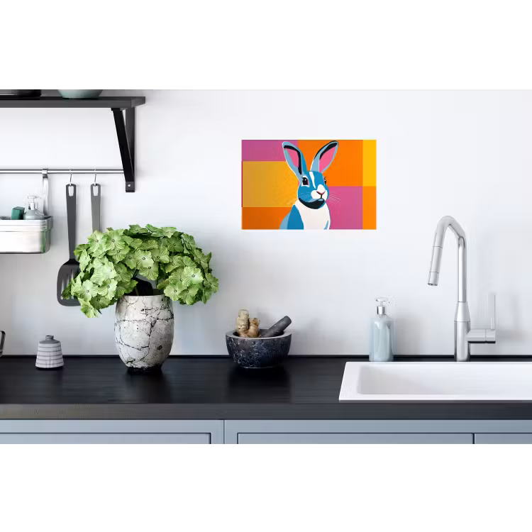 Haas - Kleurvakken - Oren - Roze Muursticker klein -keuken