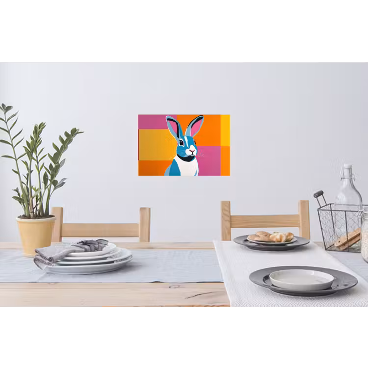 Haas - Kleurvakken - Oren - Roze Muursticker klein -eettafel