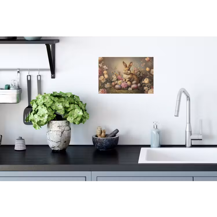 Haas - Stilleven - Bloemen Muursticker klein -keuken