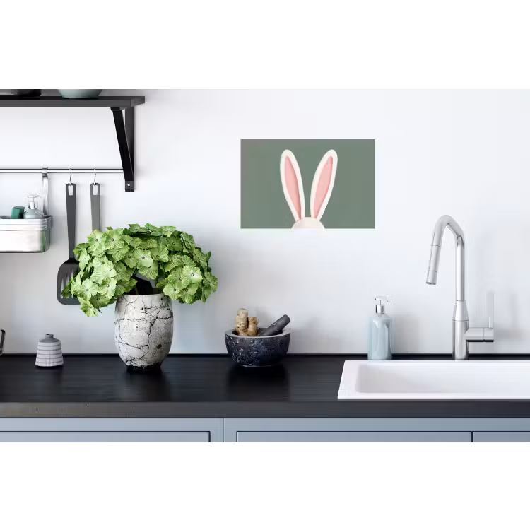 Hazen - Oren - Roze Muursticker klein -keuken