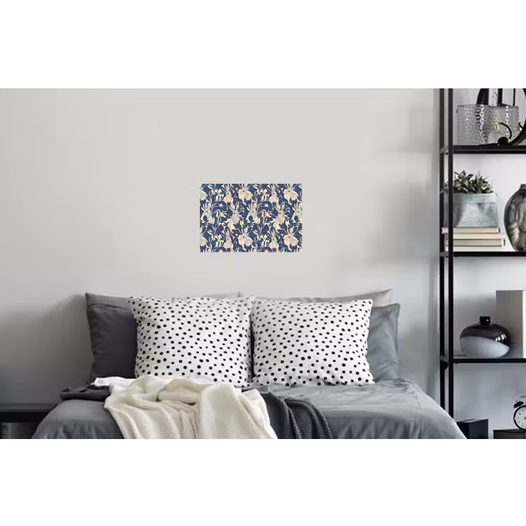 Hazen - Bladeren - Patroon - Blauw - Beige Muursticker klein 286 -slaapkamer