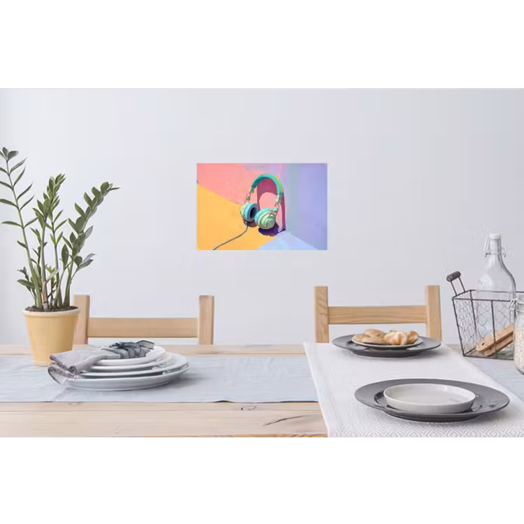 Koptelefoon - Mintgroen - Draad Muursticker klein -eettafel